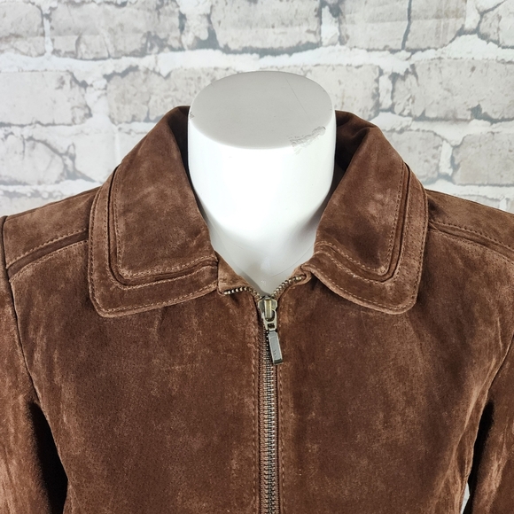 Vintage novelti Suede Jacket Full Zip Brown Size Medium Coastal Cowgirl - Picture 6 of 16